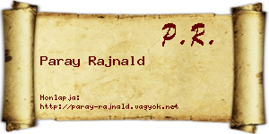 Paray Rajnald névjegykártya